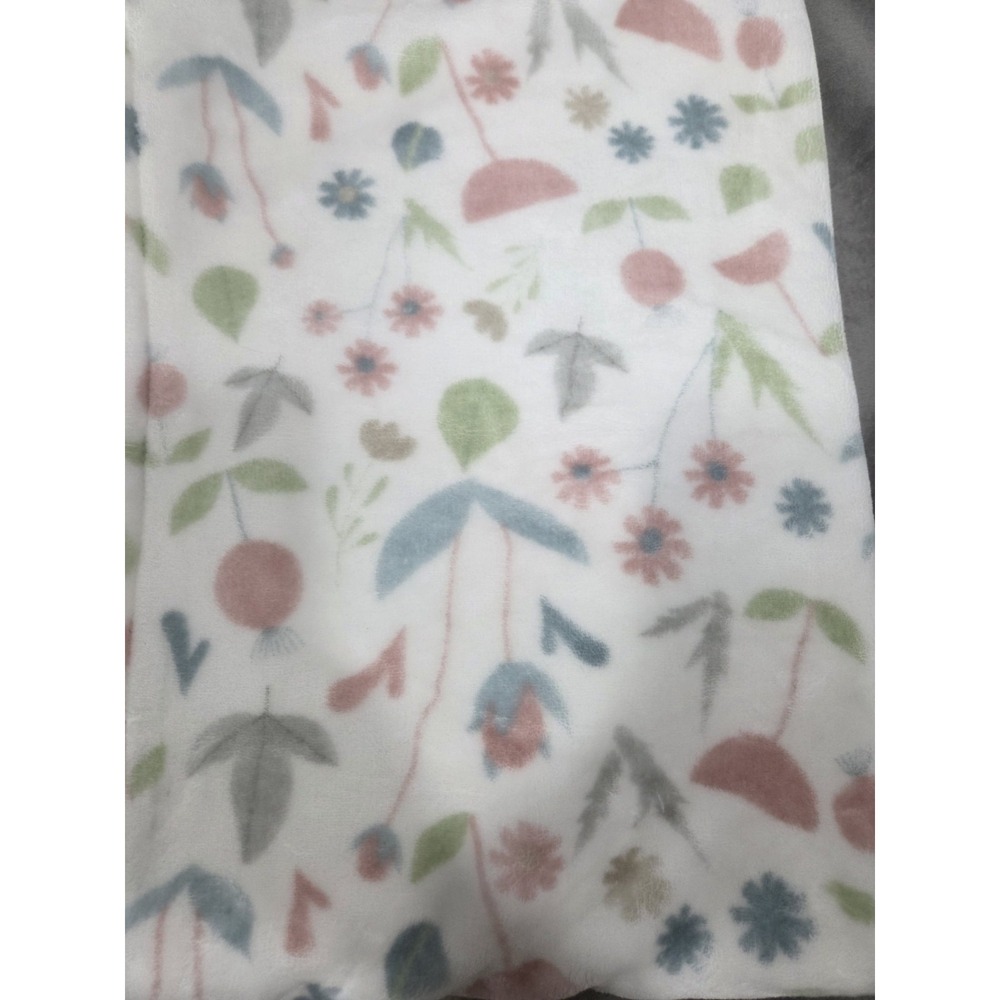 Mon Lapin Cream Florals Flowers Baby Blanket Lovey SOFT White 29x42 - Picture 2 of 4